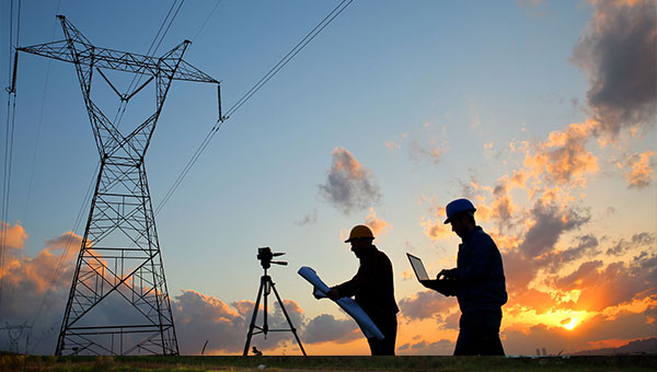 Developers working during sunset