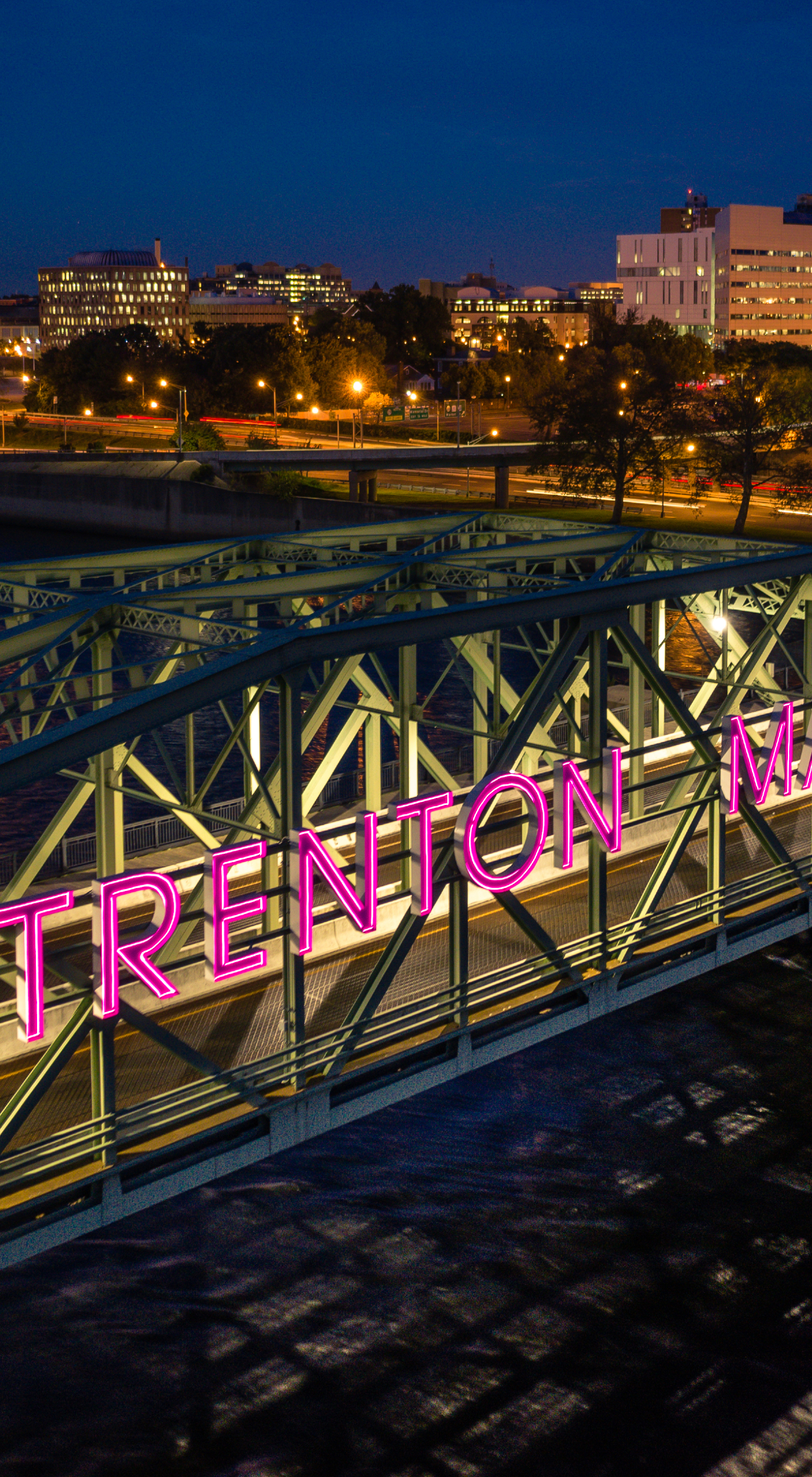 Trenton NJ bridge at night