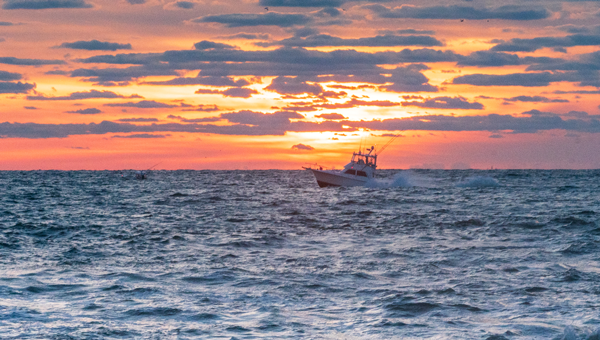 A boat out on the ocean